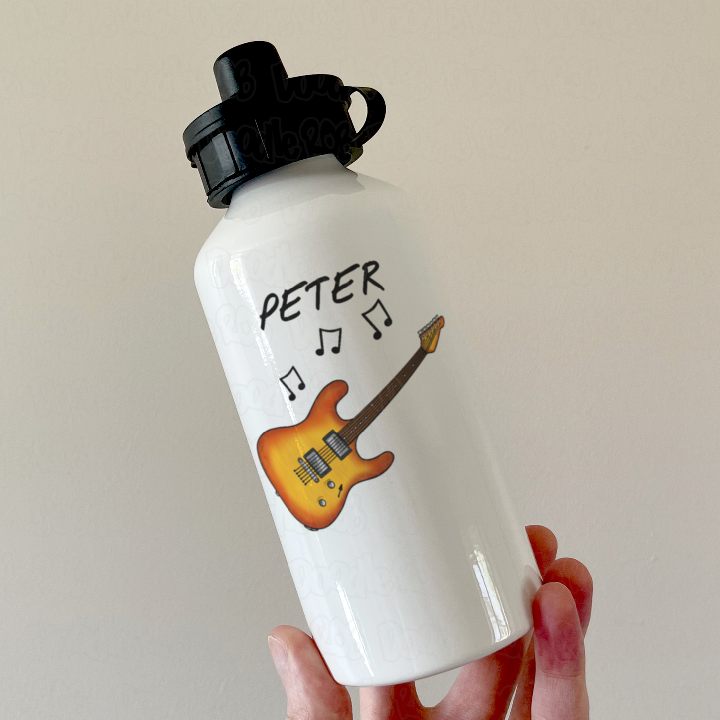 Electric Guitar Personalised Water Bottle - Custom Gift For Guitarist - Guitar Teacher Water Bottle