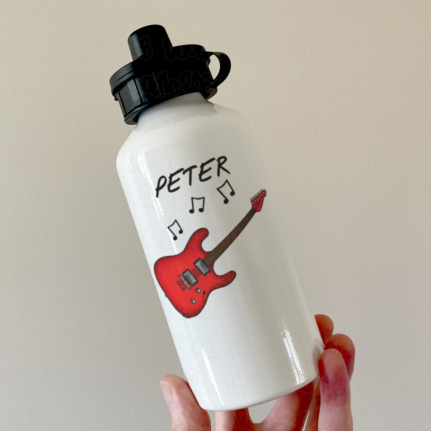 Custom Electric Guitar Water Bottle (Red) - Gift For Electric Guitarist - Guitar Teacher Water Bottle