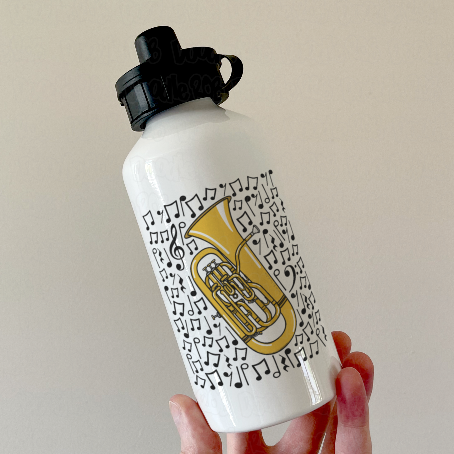 Euphonium Musical Notes Water Bottle - Gift For Euphoniumist - Brass Musician Gift
