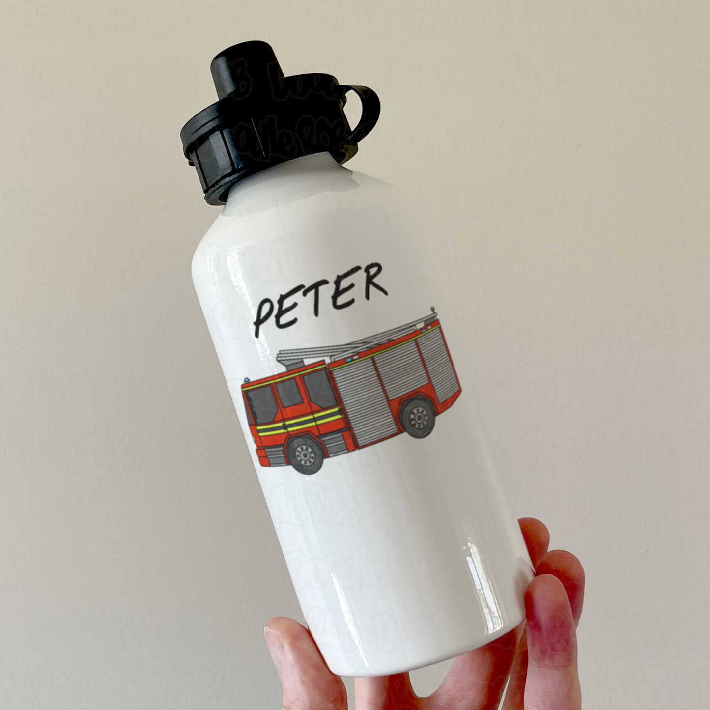 Fire Engine Personalised Water Bottle - Fire Truck Custom Water Bottle - Gift For Firefighter