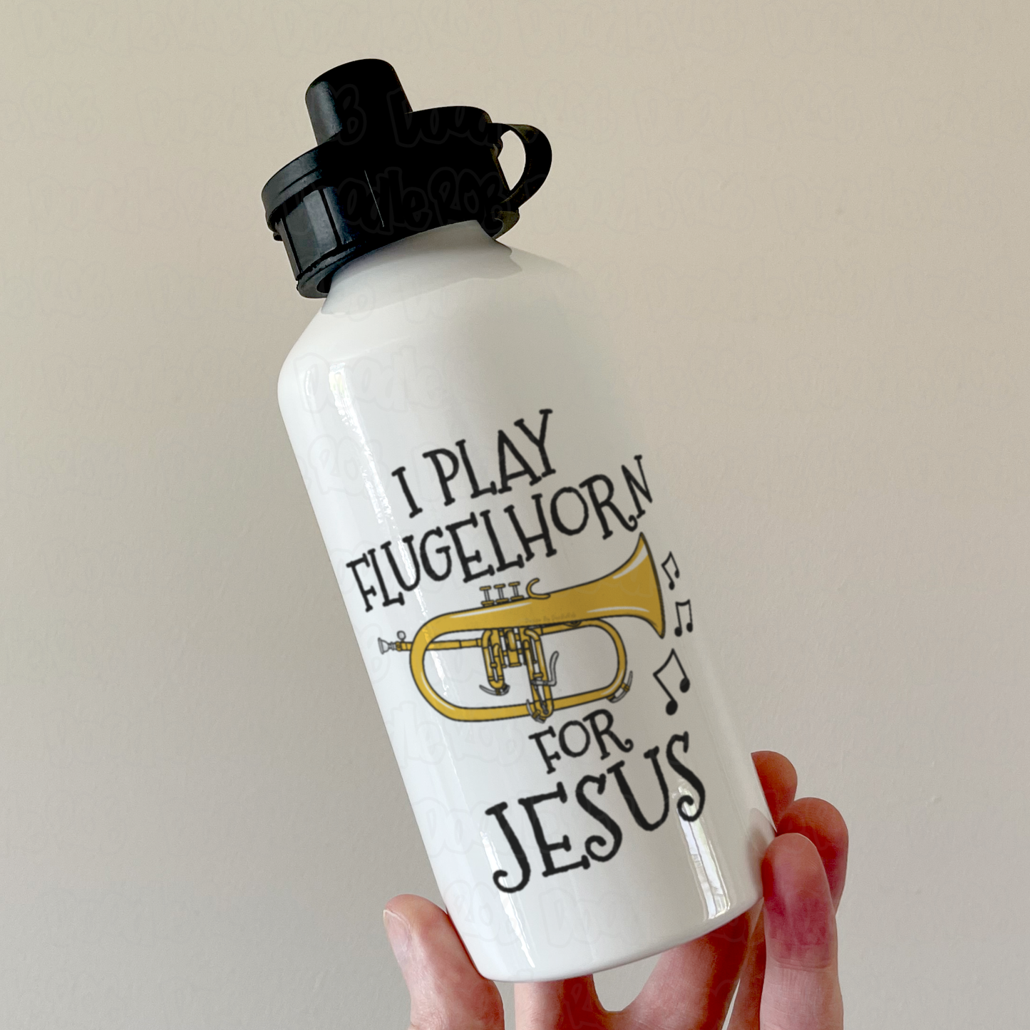 Christian Flugelhorn Water Bottle - I Play Flugelhorn For Jesus - Church Brass Musician