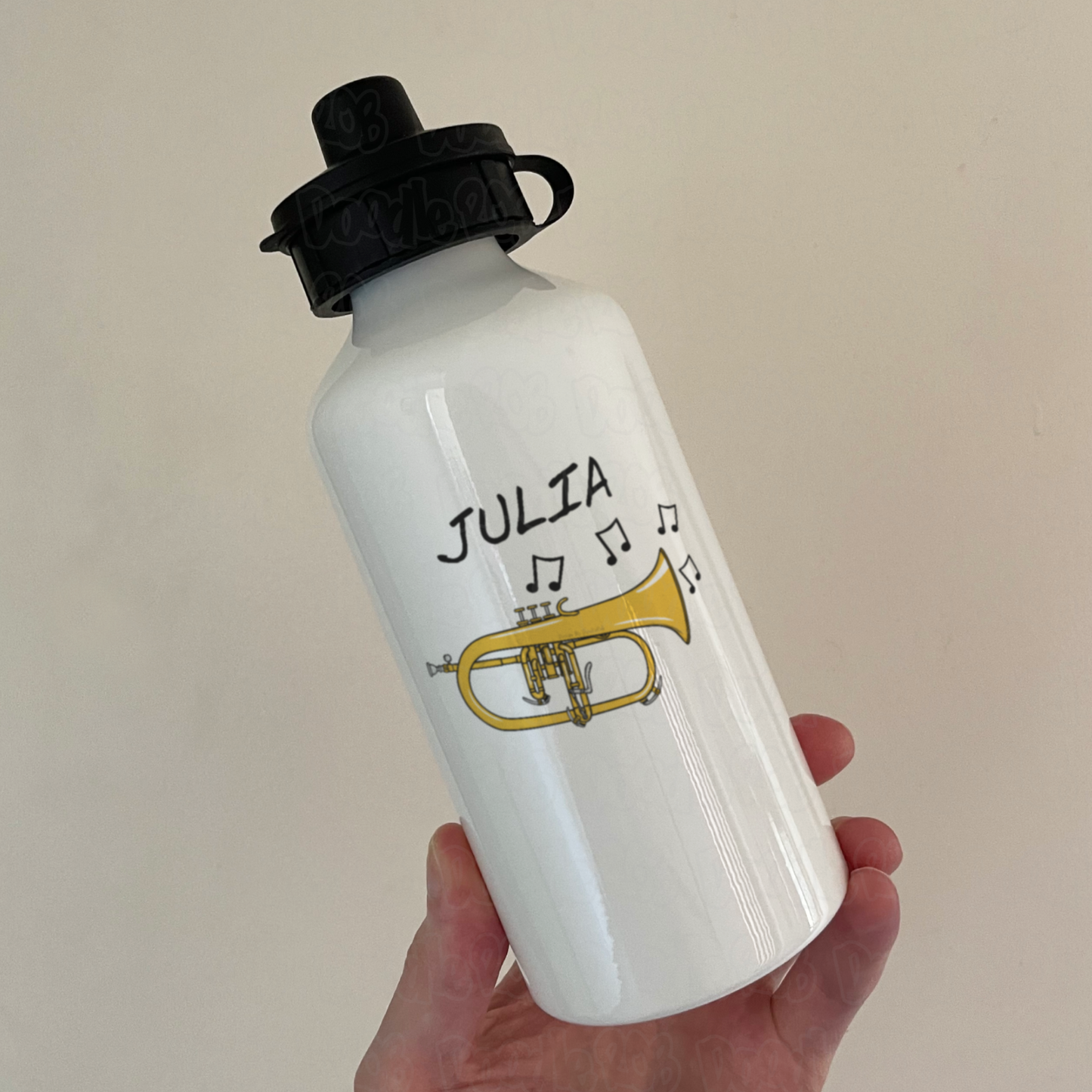 Flugelhorn Personalised Water Bottle - Horn Player Custom Water Bottle - Gift For Brass Musician