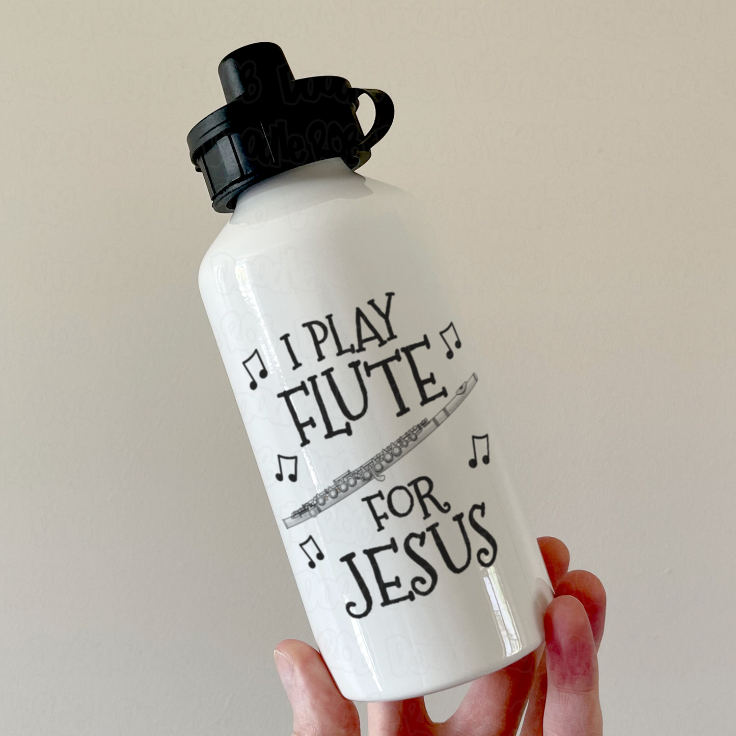 Christian Flute Water Bottle - I Play Flute For Jesus - Church Flautist Gift
