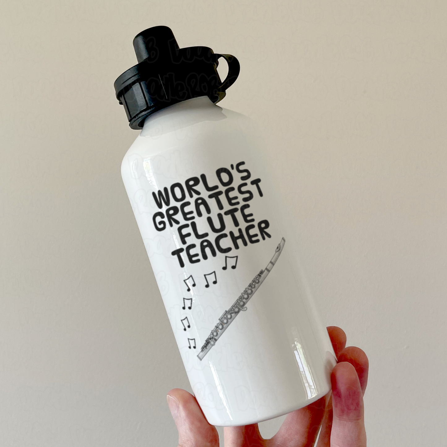 Flute Teacher Water Bottle - World's Greatest Flute Teacher - Woodwind Teacher Gift
