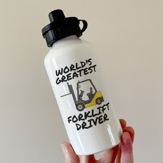 Funny Forklift Truck Water Bottle - World's Greatest Forklift Driver - Gift For Construction Worker