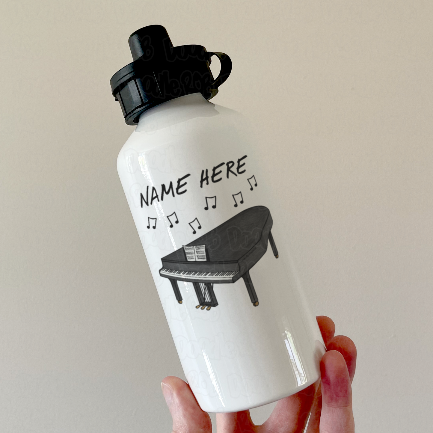 Grand Piano Personalised Water Bottle - Custom Gift For Pianist - Piano Teacher Water Bottle