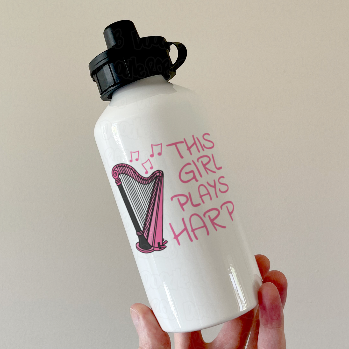 Girl's Harp Water Bottle - This Girl Plays Harp - Female Harpist Gift - Harp Student Gift