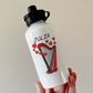 Harp Personalised Water Bottle (Hearts) - Custom Gift For Harpist - Wedding Harpist Gift - Valentines Musician Water Bottle