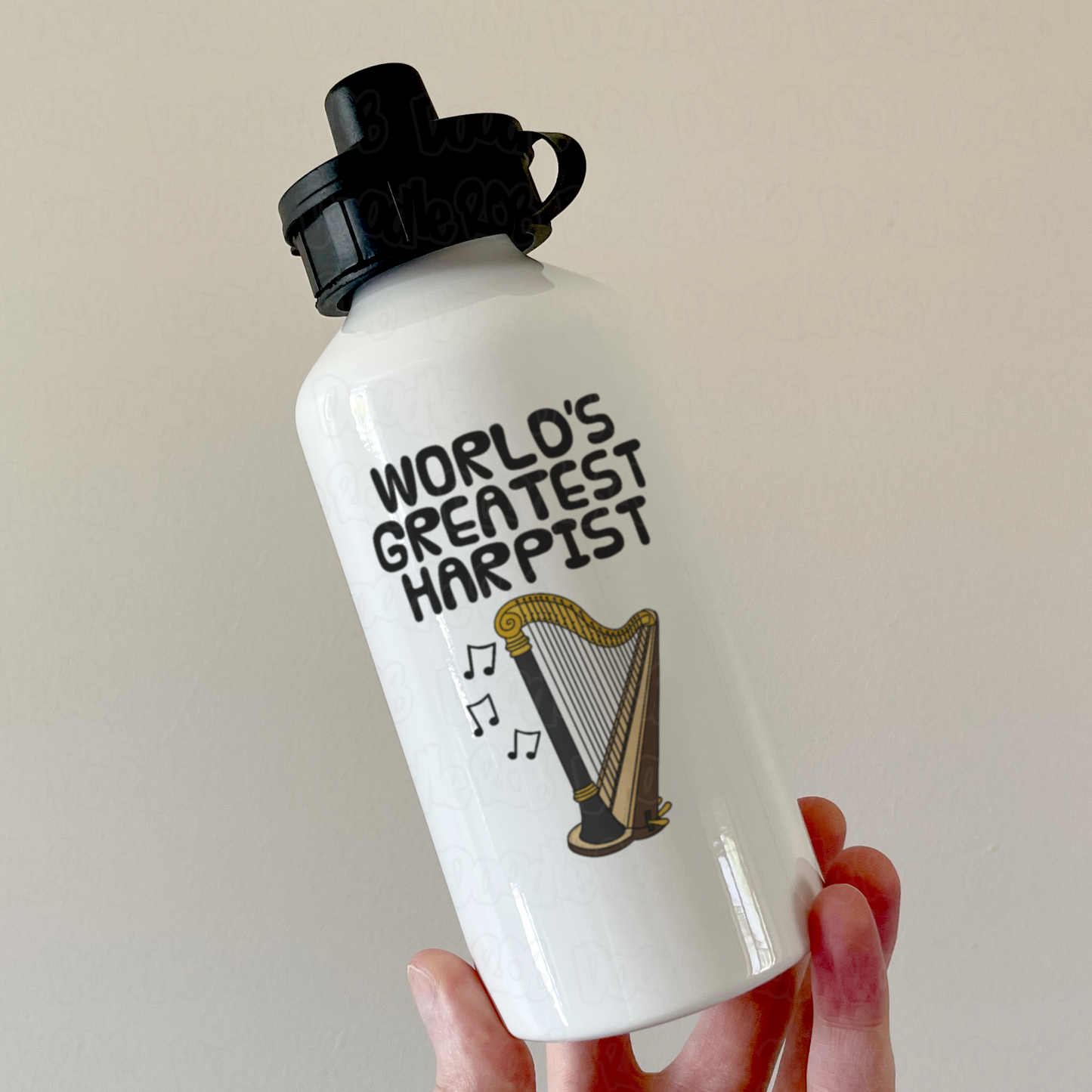 Harpist Water Bottle - World's Greatest Harpist - Harp Teacher Gift - String Musician Gift