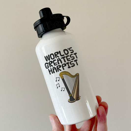 Harpist Water Bottle - World's Greatest Harpist - Harp Teacher Gift - String Musician Gift
