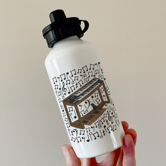 Jazz Organ Musical Notes Water Bottle - Gift For Organist - Keyboard Player Water Bottle - Jazz Musician Gift