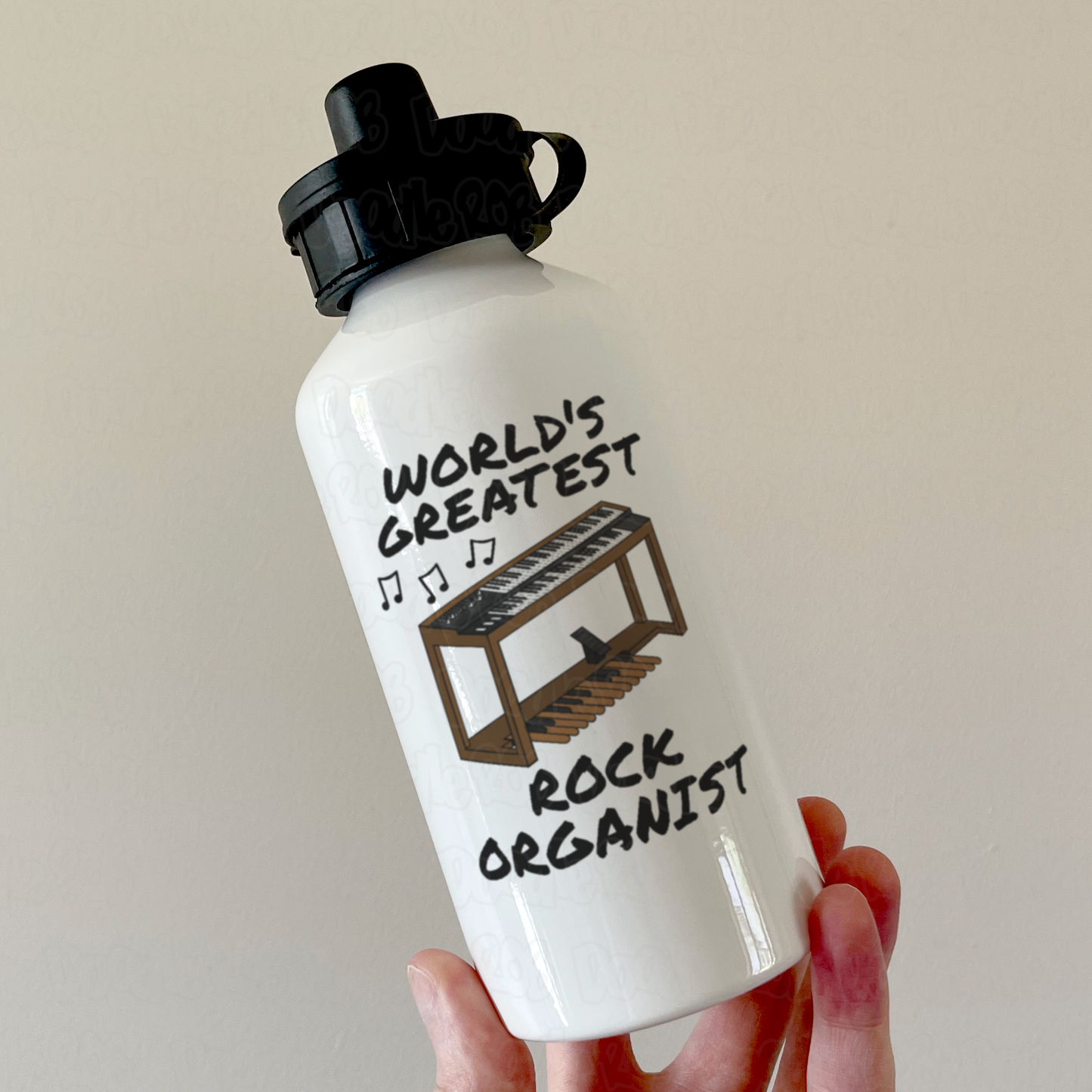Rock Organ Water Bottle - World's Greatest Rock Organist - Organ Teacher Gift