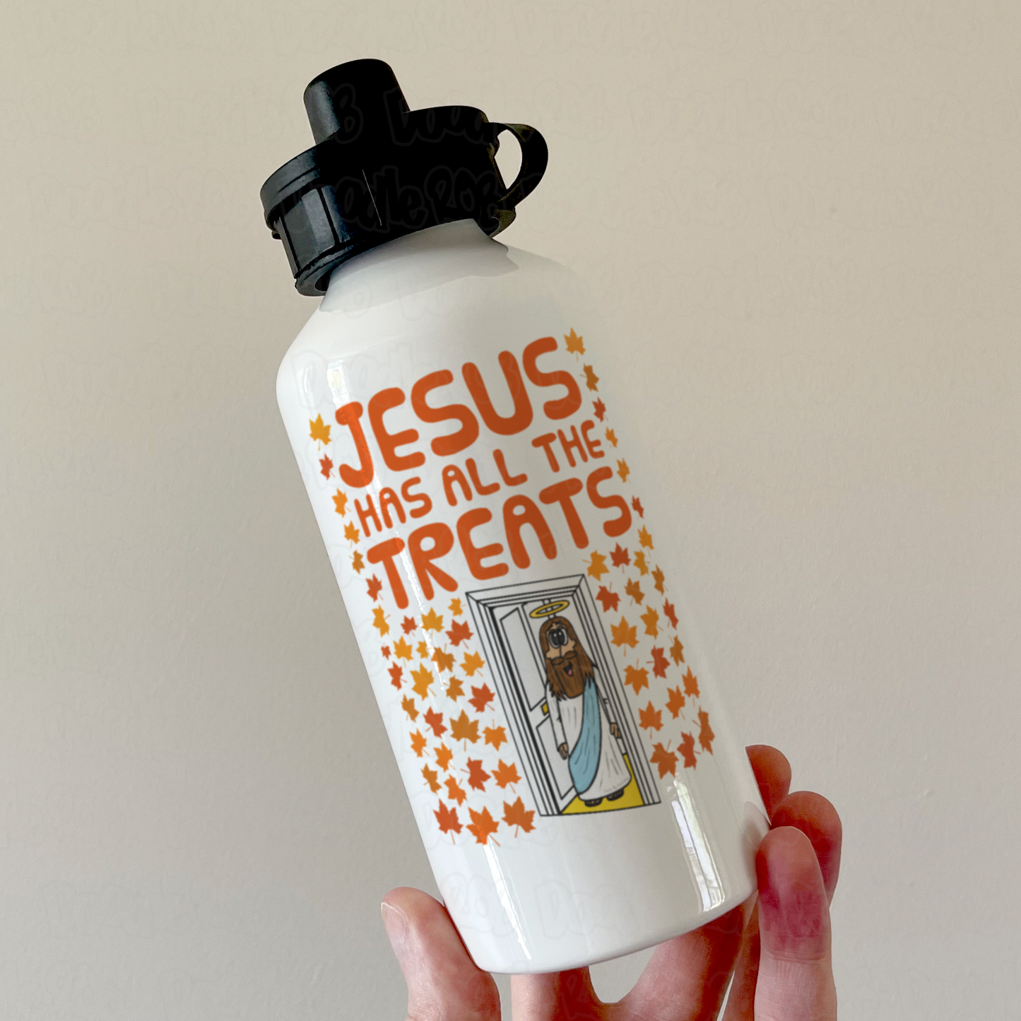 Christian Halloween Water Bottle - Jesus Has All The Treats - Funny Autumn Church Gift
