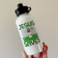 Christian Football Water Bottle - Jesus Saves - Funny Church Gift