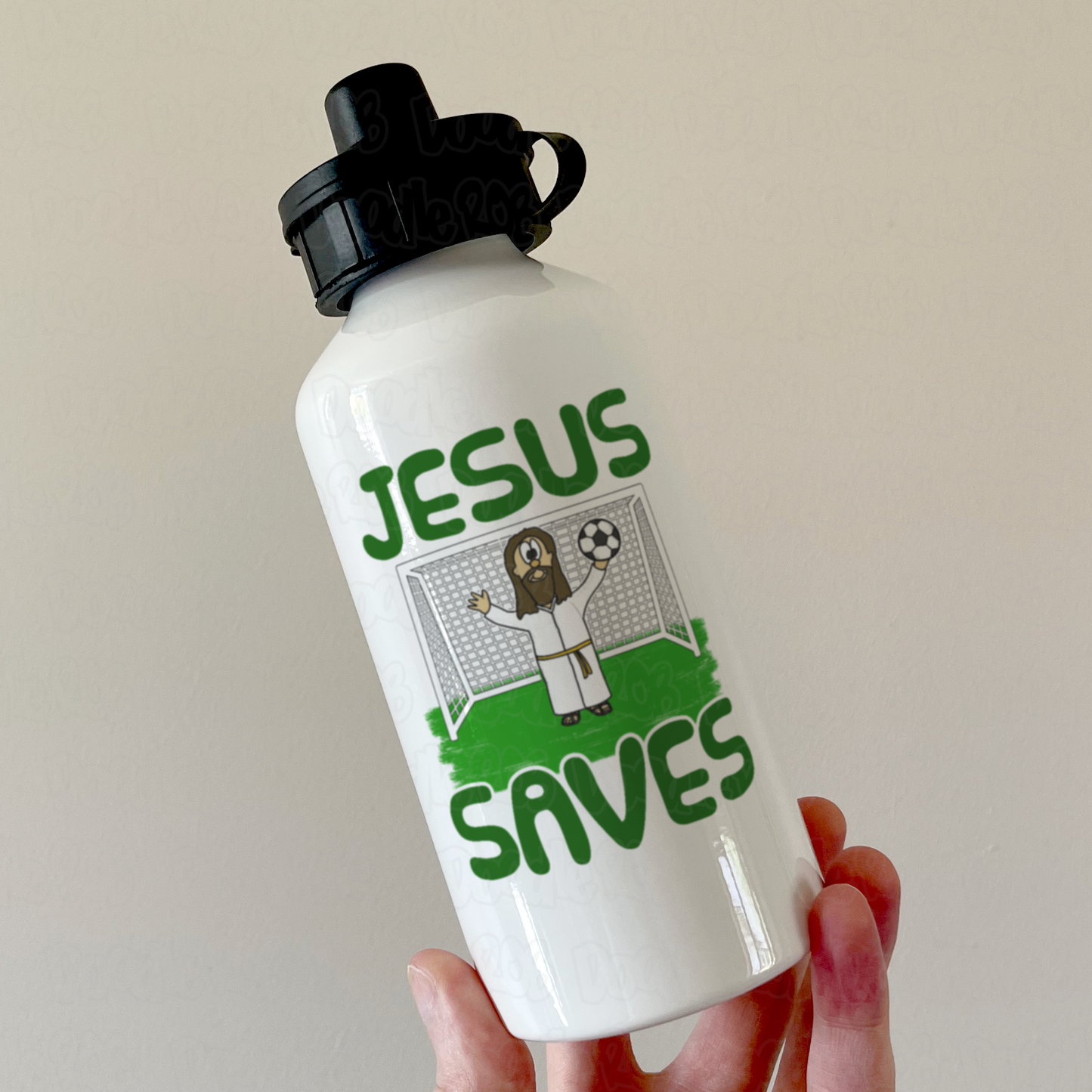 Christian Football Water Bottle - Jesus Saves - Funny Church Gift
