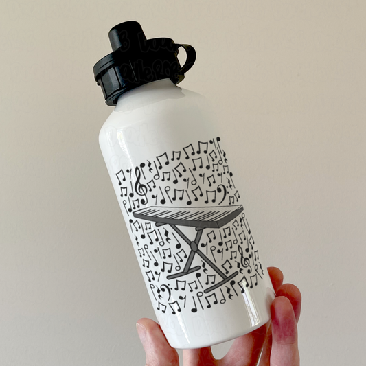 Keyboard Musical Notes Water Bottle - Gift For Keyboardist - Music Teacher Musician Gift