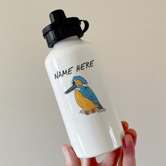 Kingfisher Bird Personalised Water Bottle - Custom Wildlife Water Bottle - Gift For Bird Watcher
