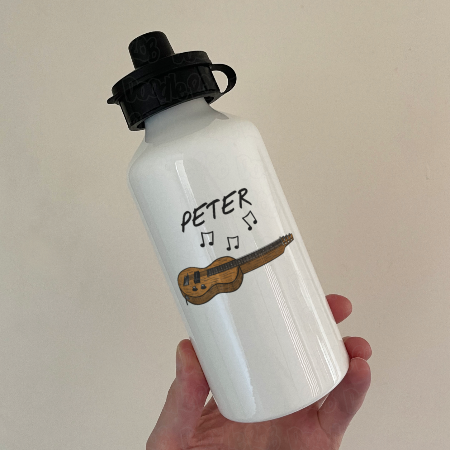 Lap Steel Guitarist Personalised Water Bottle - Custom Slide Guitar Water Bottle - Blues Musician Gift
