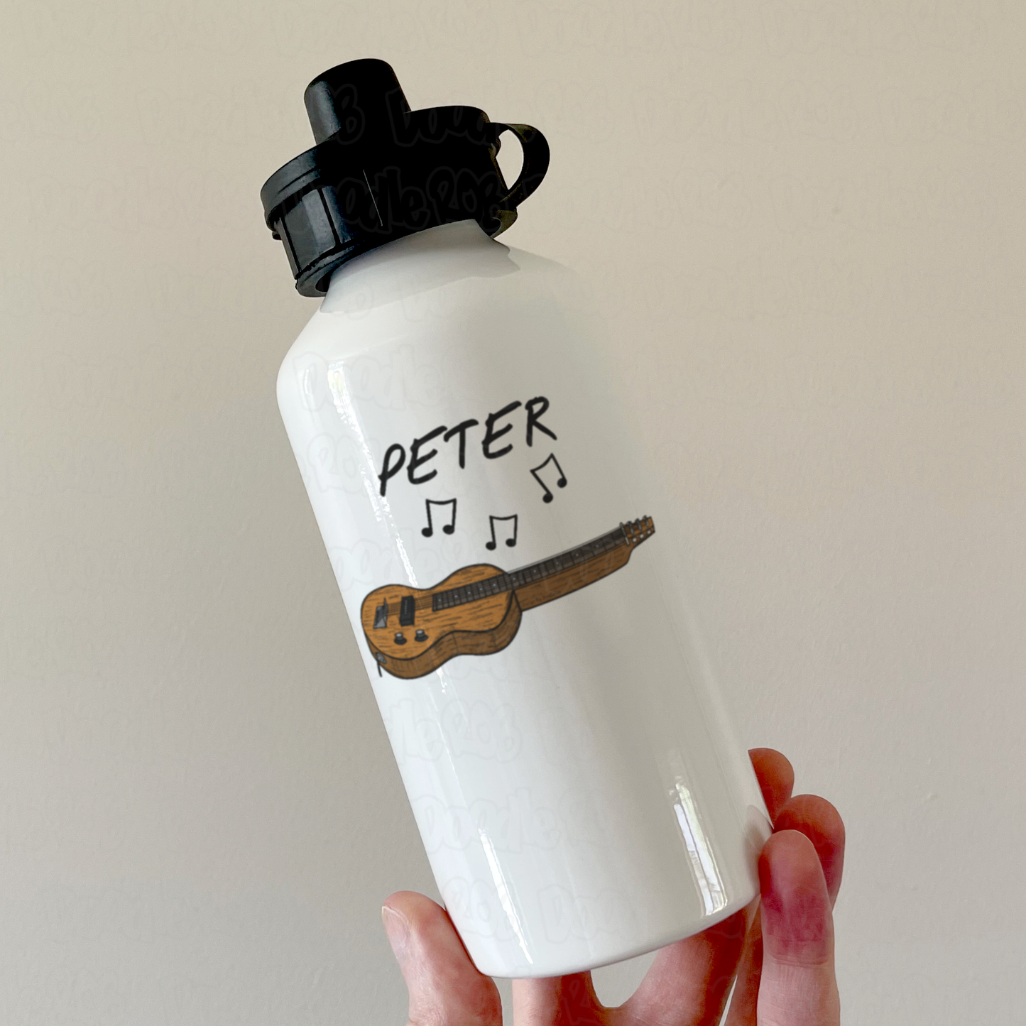 Lap Steel Guitarist Personalised Water Bottle - Custom Slide Guitar Water Bottle - Blues Musician Gift