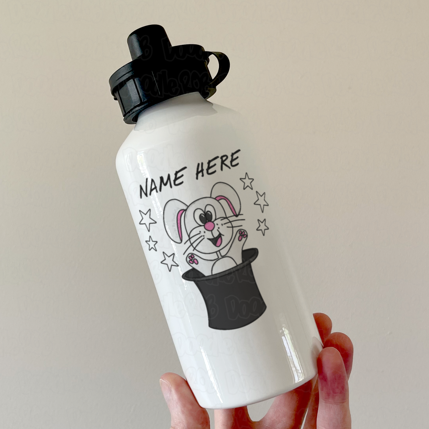 Personalised Magician Water Bottle - Bunny Rabbit Out Of A Hat - Custom Gift For Entertainer - Kids Birthday Party Water Bottle