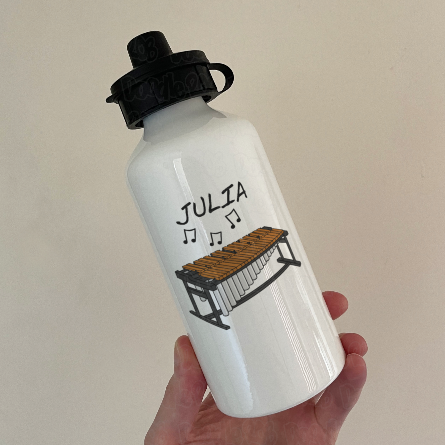 Marimba Personalised Water Bottle - Marimbist Custom Gift - Percussion Teacher Water Bottle