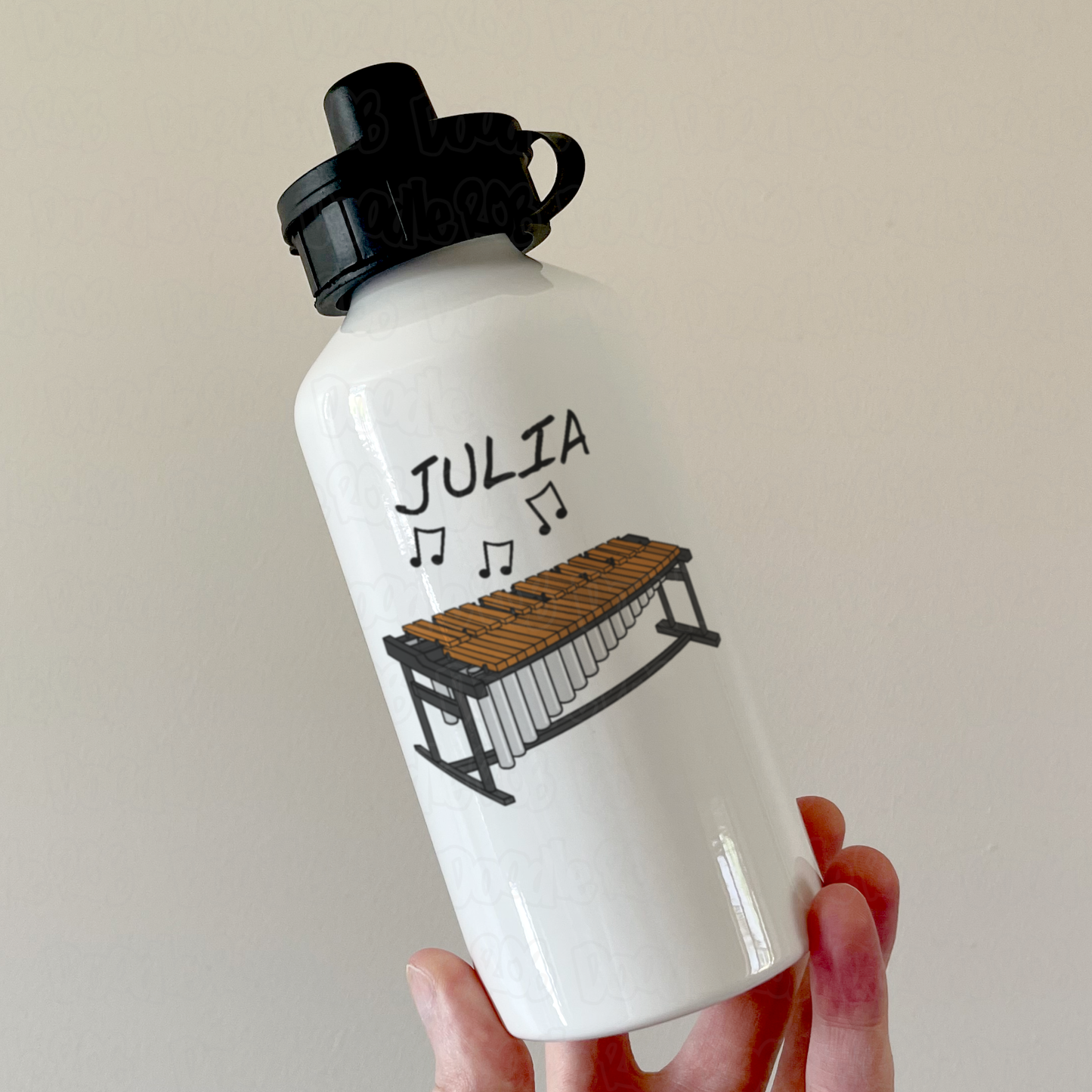 Marimba Personalised Water Bottle - Marimbist Custom Gift - Percussion Teacher Water Bottle