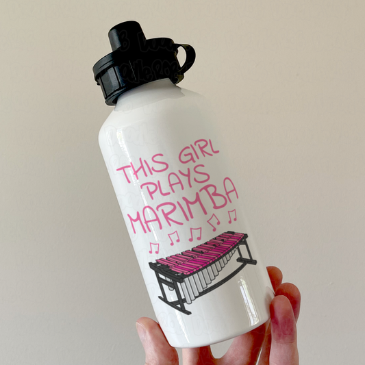 Girl's Marimba Water Bottle - This Girl Plays Marimba - Female Marimbist Gift - Percussionist Gift For Her