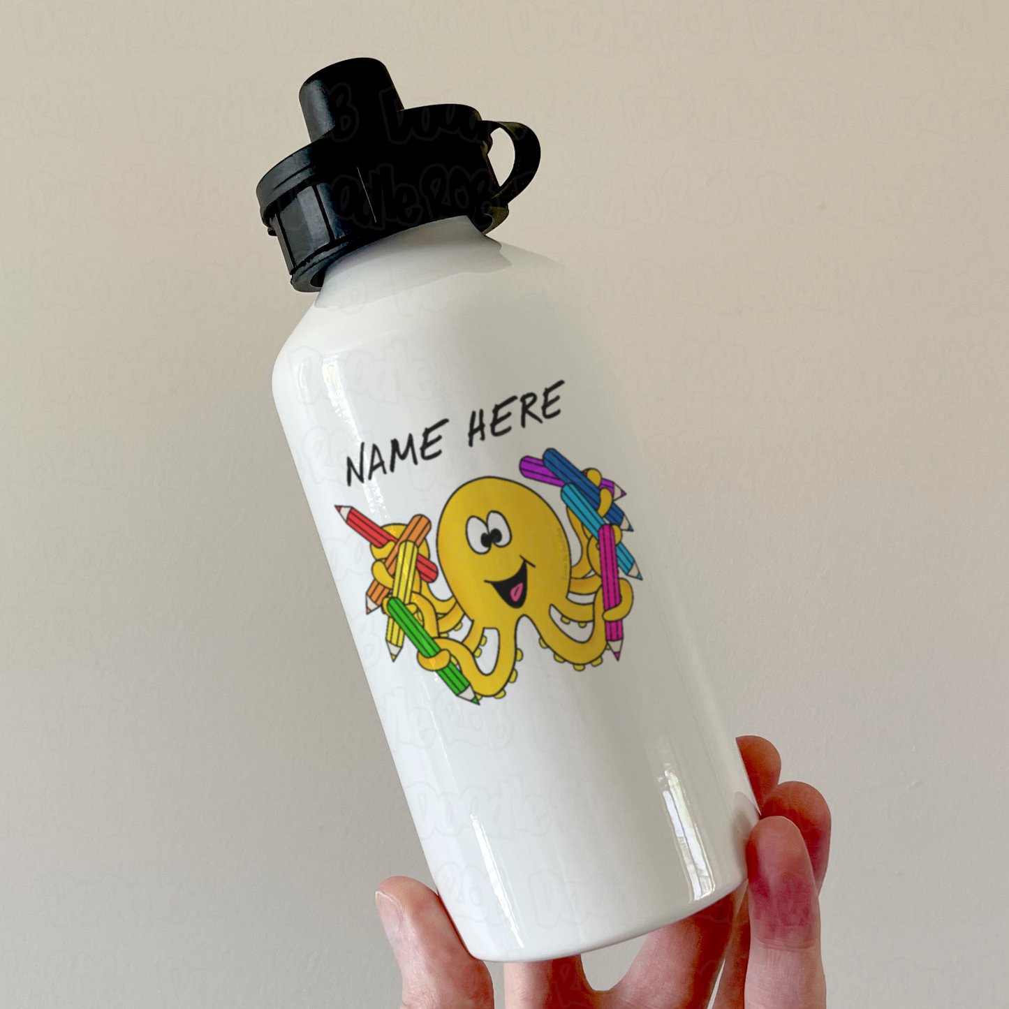 Octopus Personalised Water Bottle - Custom Funny School Water Bottle - Back To School Gift For Teacher
