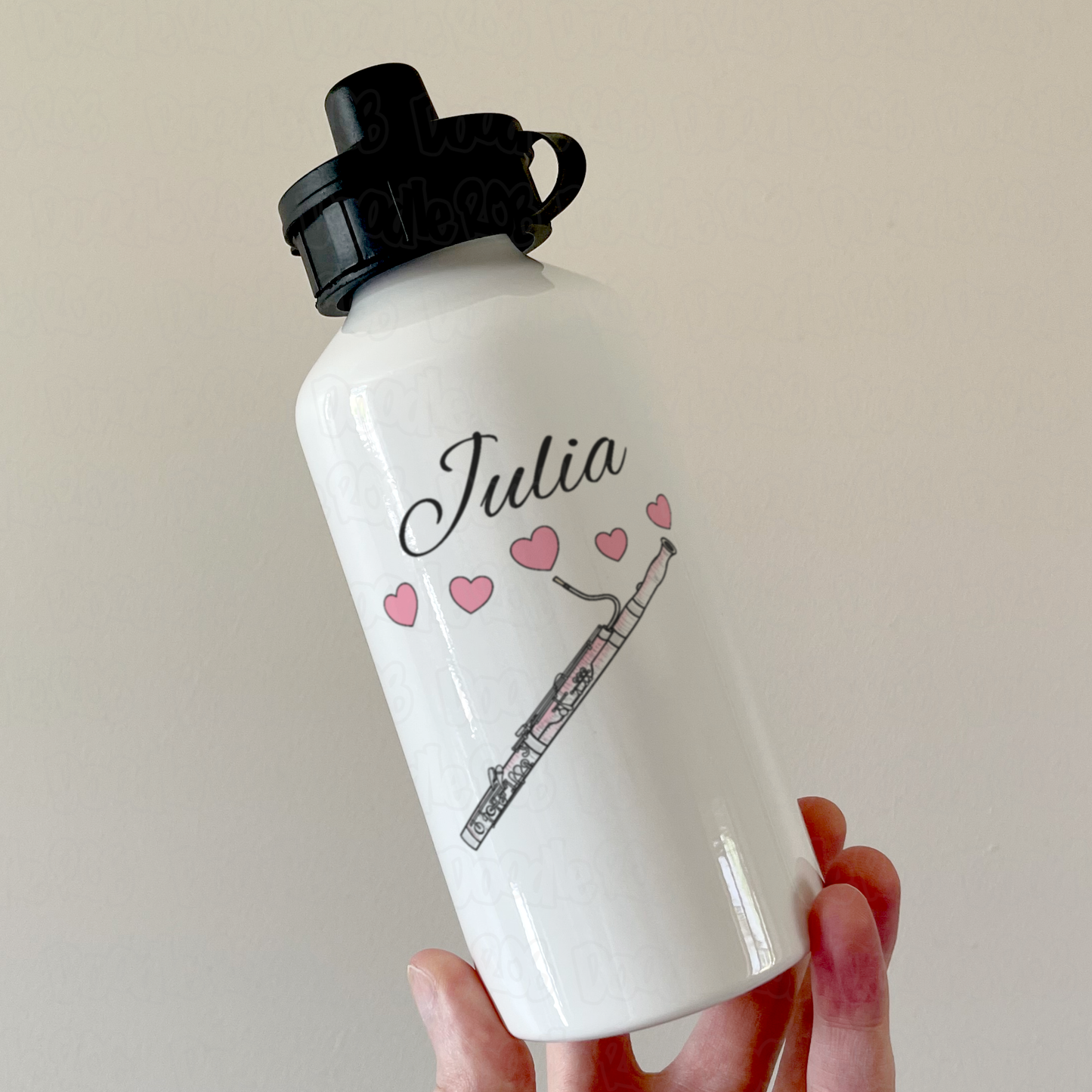 Bassoon Wedding Personalised Water Bottle - Wedding Bassoonist - Woodwind Musician Custom Gift