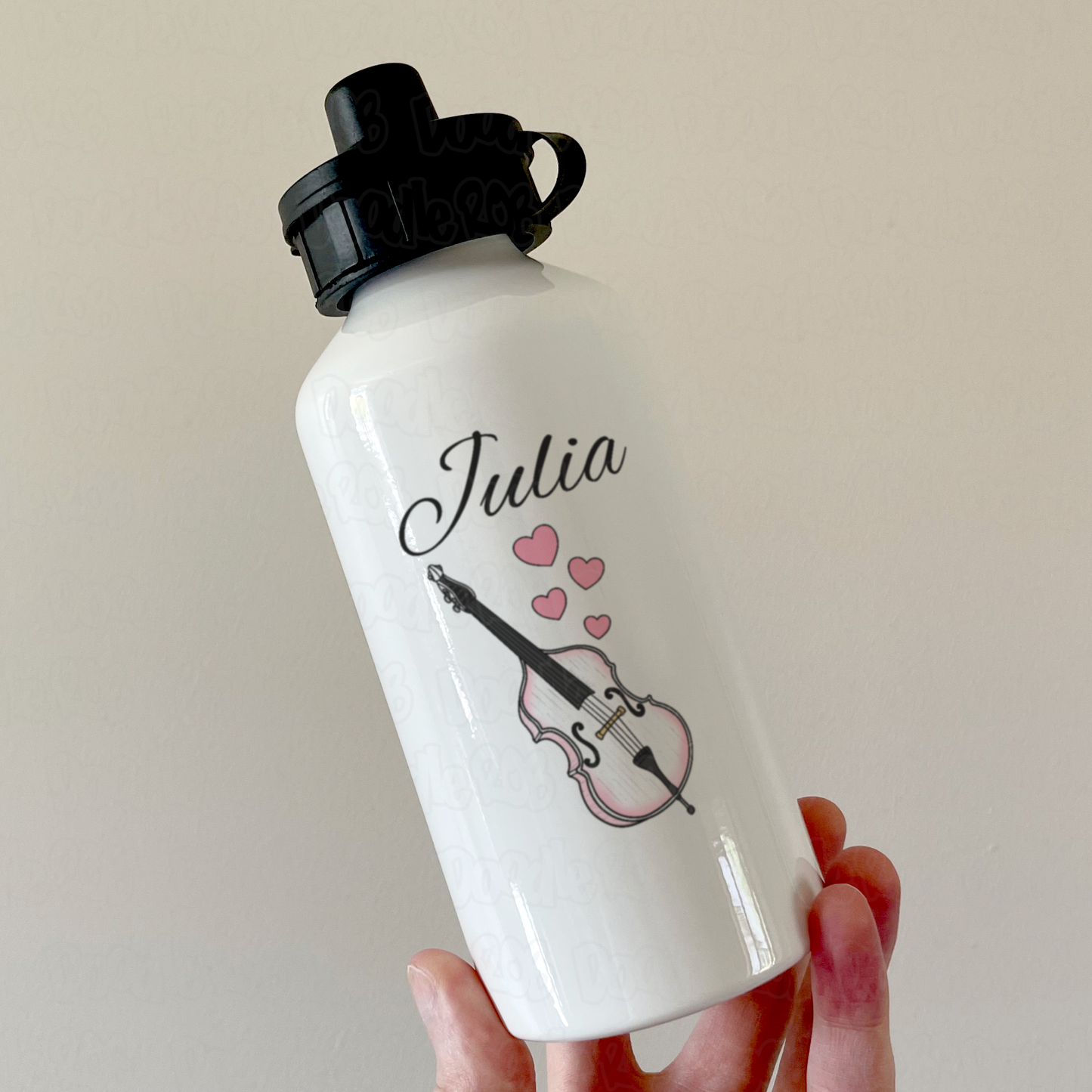 Double Bass Wedding Personalised Water Bottle - Wedding Bassist Musician Custom Gift