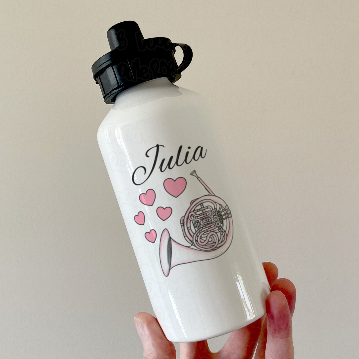 French Horn Wedding Personalised Water Bottle - Brass Musician Custom Gift