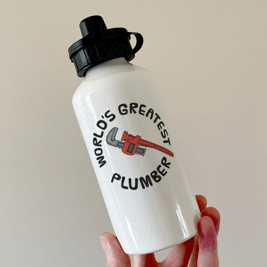 Funny Plumber Water Bottle - World's Greatest Plumber - Gift For Tradesman and DIY Enthusiasts