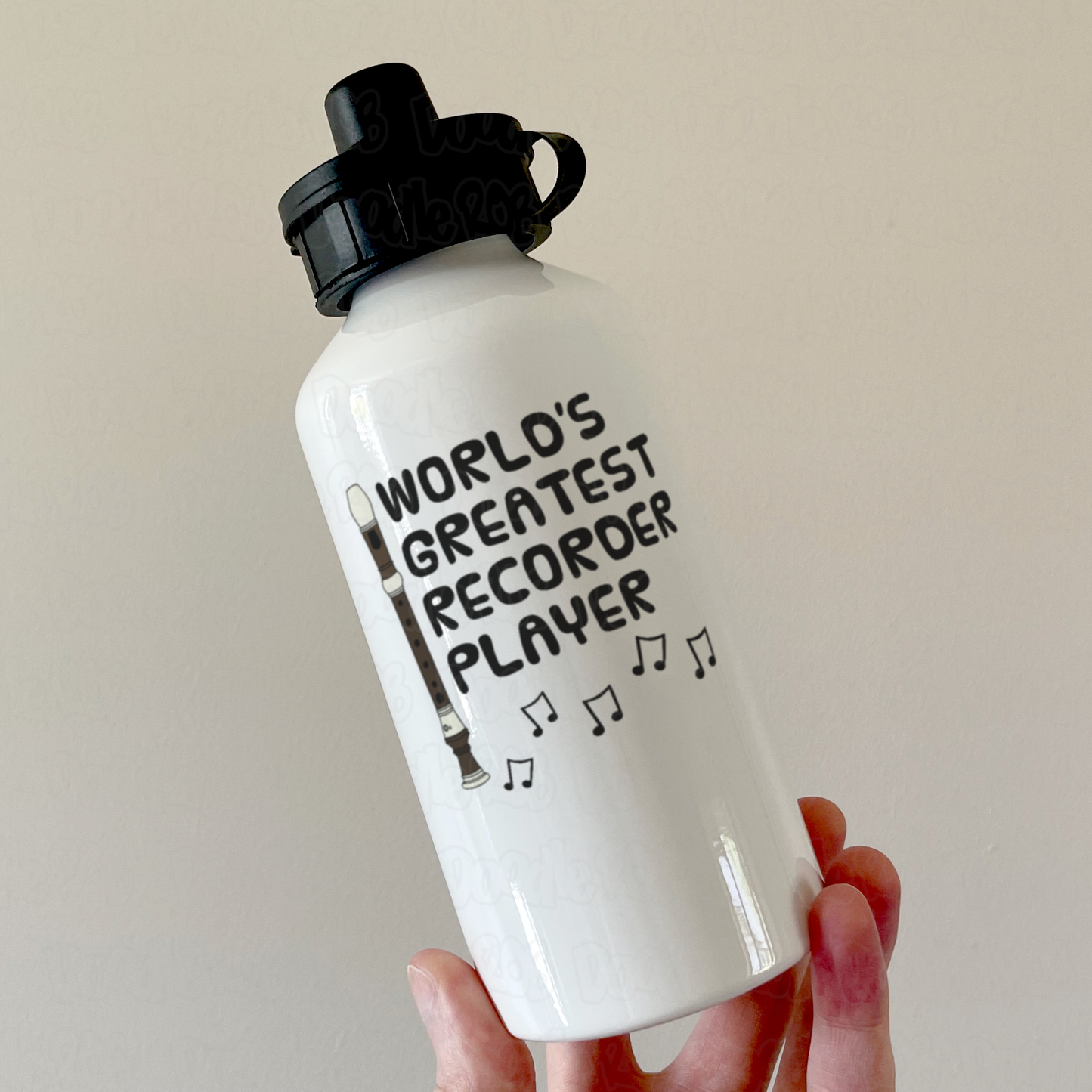 Recorder Player Water Bottle - World's Greatest Recorder Player - Music Teacher Gift