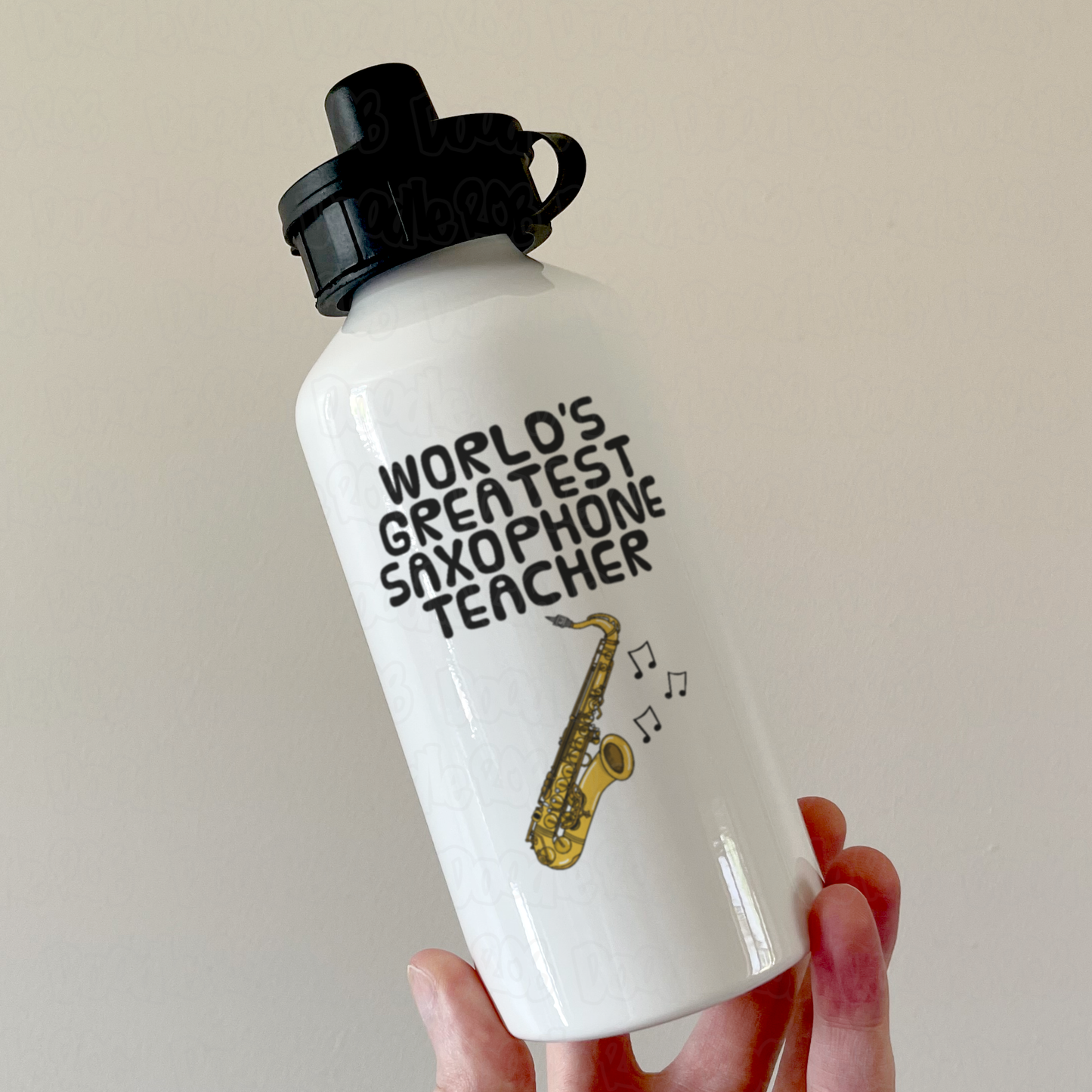 Saxophone Teacher Water Bottle - World's Greatest Sax Teacher - Woodwind Teacher Gift