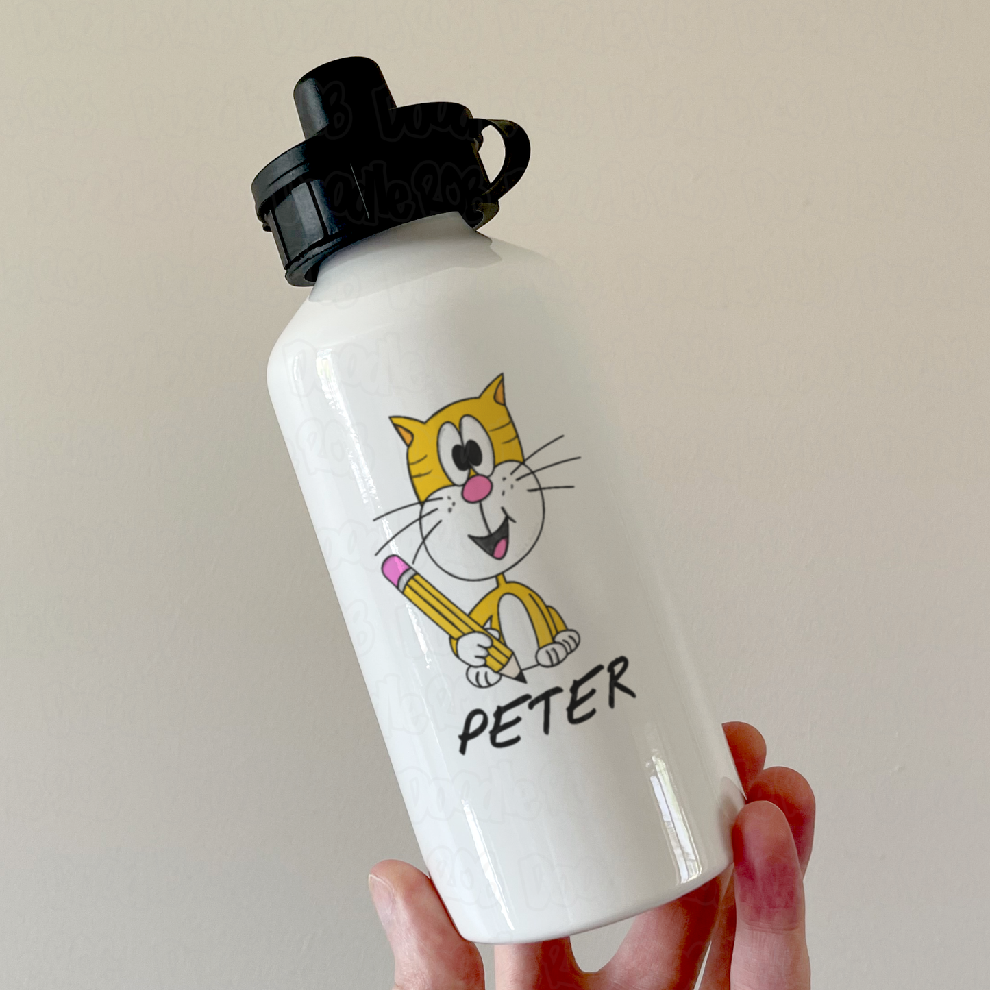 Personalised Teacher Water Bottle - School Cat Water Bottle - GCSE Exam Gift - A Level Exams Gift