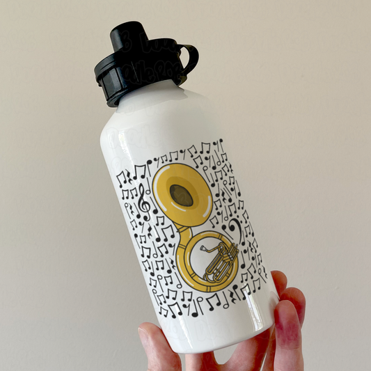 Sousaphone Musical Notes Water Bottle - Gift For Sousaphonist - Brass Musician Gift