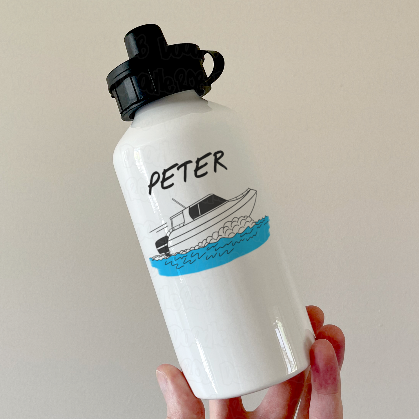 Speedboat Personalised Water Bottle - Custom Water Bottle For Sailor - Gift For Boat Enthusiast