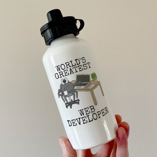Funny Web Developer Water Bottle - World's Greatest Web Developer - Spider Gift For Web Designer