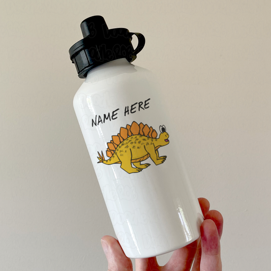 Stegosaurus Personalised Water Bottle - Custom Dinosaur Gift - Personalised Dinosaur Water Bottle