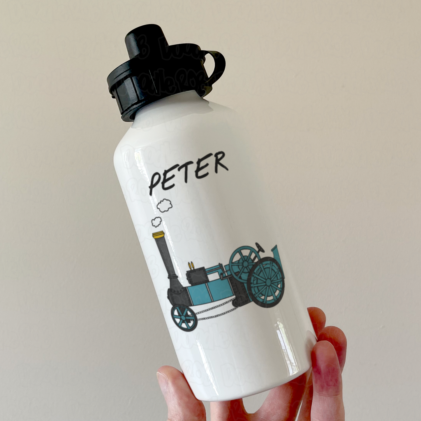 Traction Engine Personalised Water Bottle (Blue) - Custom Water Bottle For Steam Enthusiast - Gift For Engineer