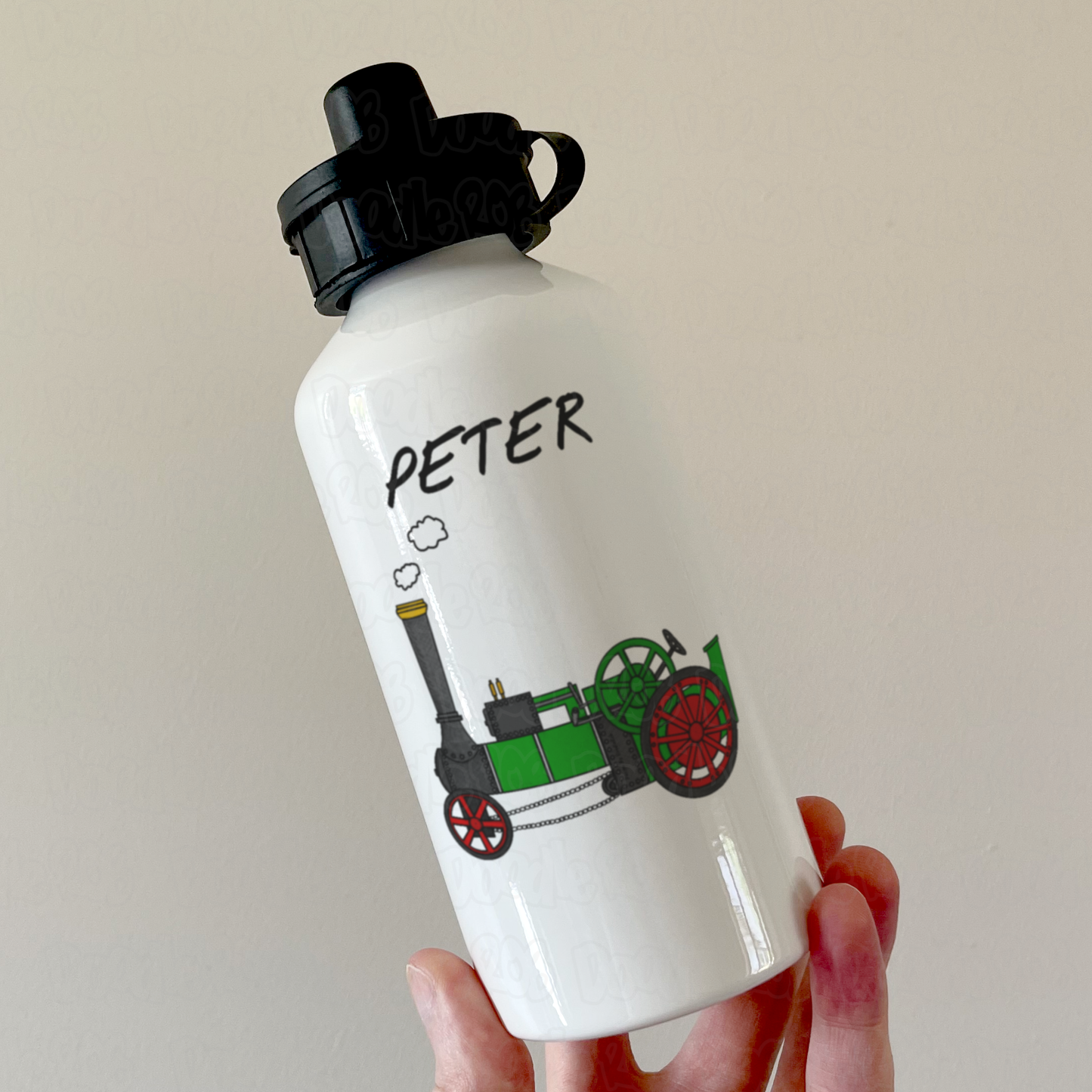 Traction Engine Personalised Water Bottle (Green) - Custom Water Bottle For Steam Enthusiast