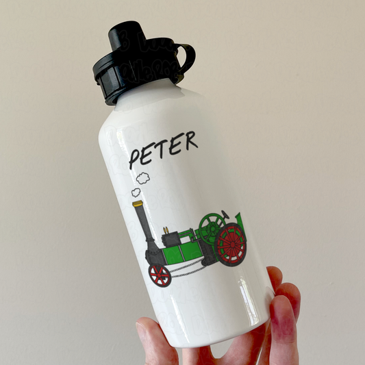 Traction Engine Personalised Water Bottle (Green) - Custom Water Bottle For Steam Enthusiast