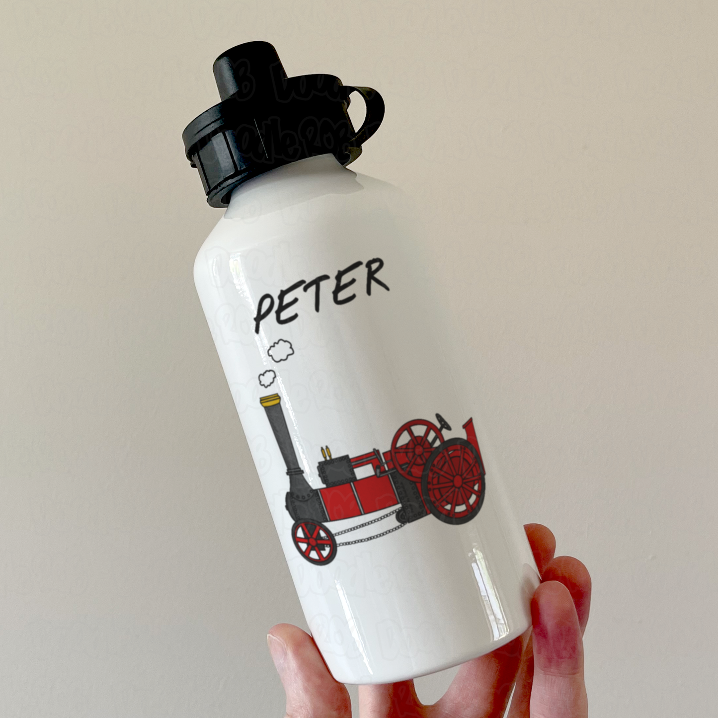 Traction Engine Personalised Water Bottle (Red) - Custom Water Bottle For Steam Enthusiast - Gift For Engineer