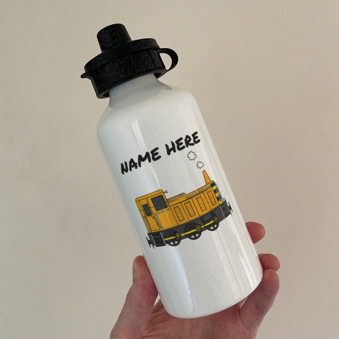 Diesel Train Personalised Water Bottle (Orange) - Custom Train Water Bottle - Rail Enthusiast Gift