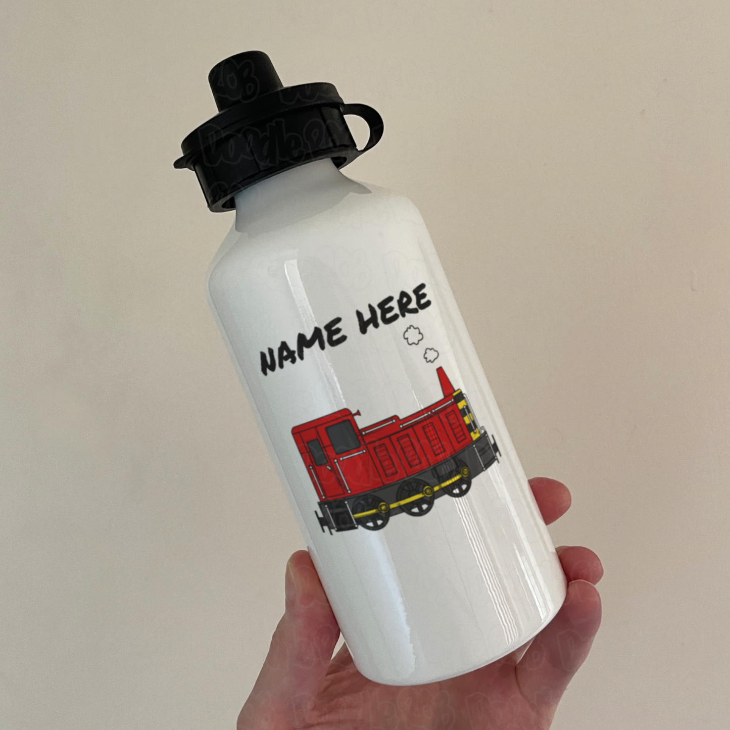 Diesel Train Personalised Water Bottle (Red) - Custom Train Water Bottle - Rail Enthusiast Gift
