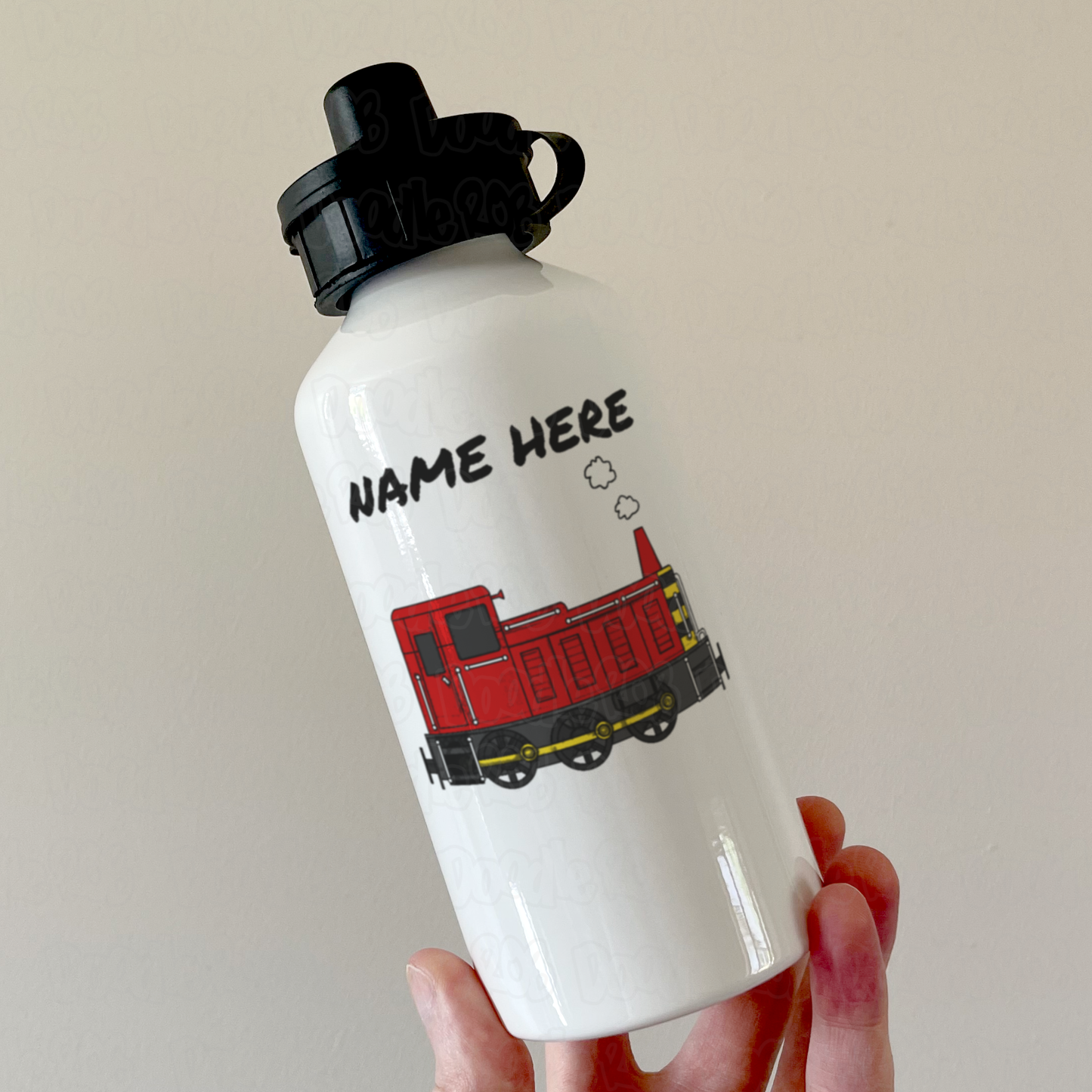 Diesel Train Personalised Water Bottle (Red) - Custom Train Water Bottle - Rail Enthusiast Gift