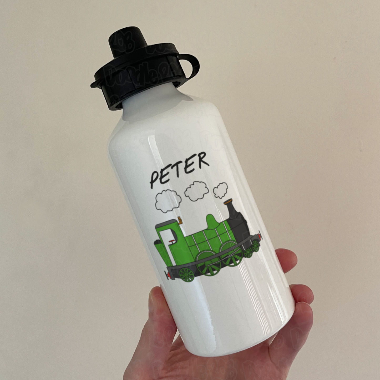 Steam Train Personalised Water Bottle (Green) - Railway Enthusiast Custom Water Bottle