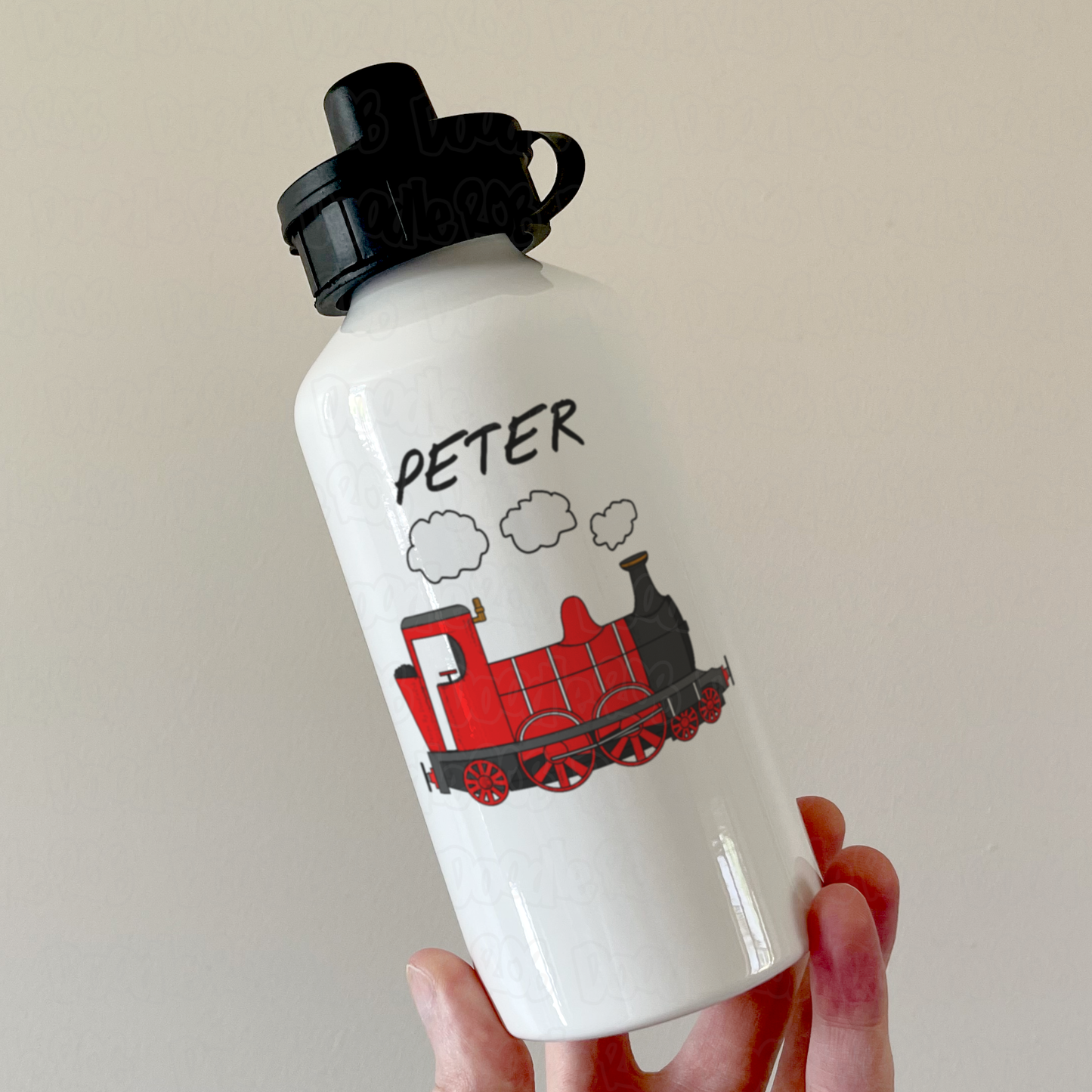 Steam Train Personalised Water Bottle (Red) - Custom Train Water Bottle - Railway Enthusiast Gift