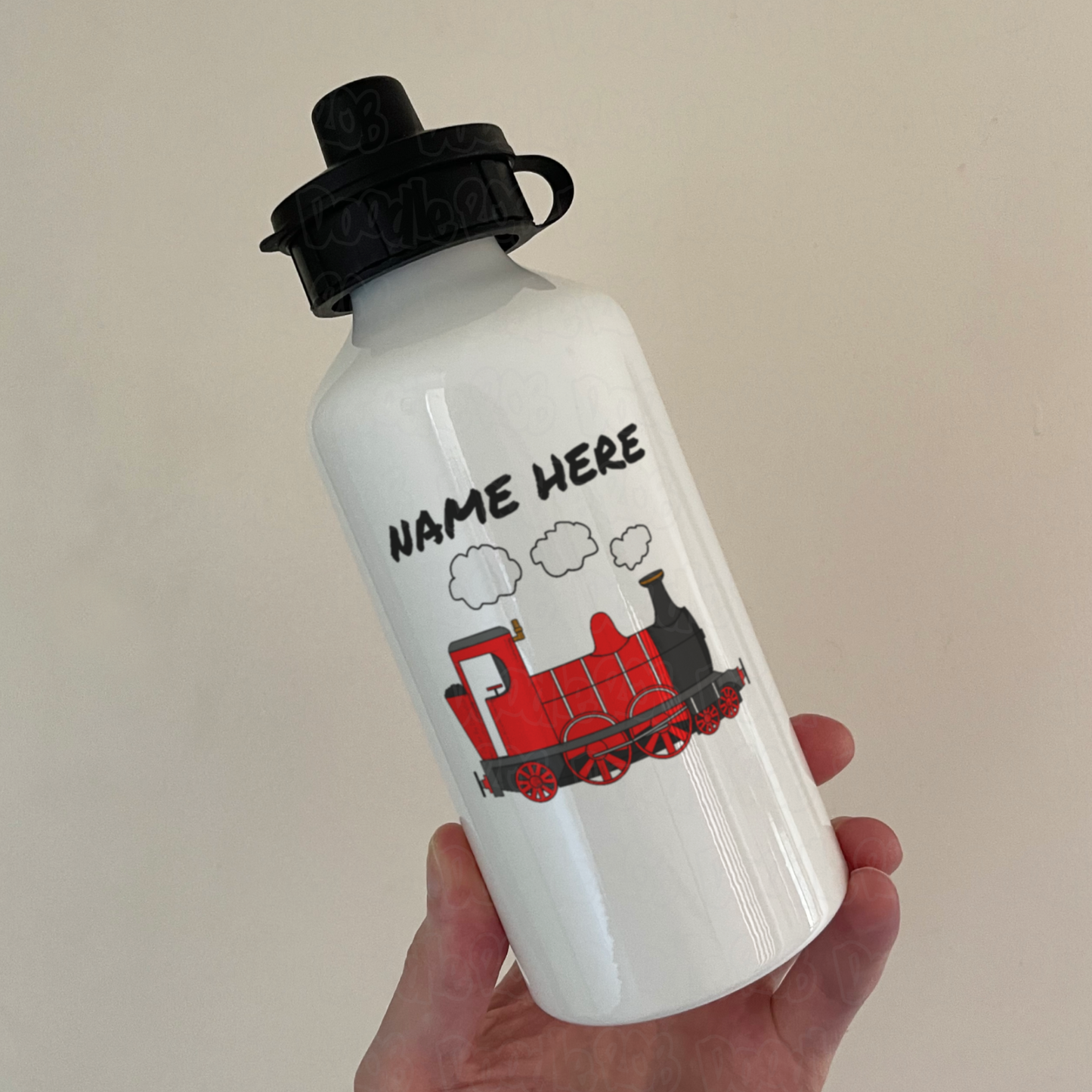 Steam Train Personalised Water Bottle (Red) - Custom Train Water Bottle - Railway Enthusiast Gift