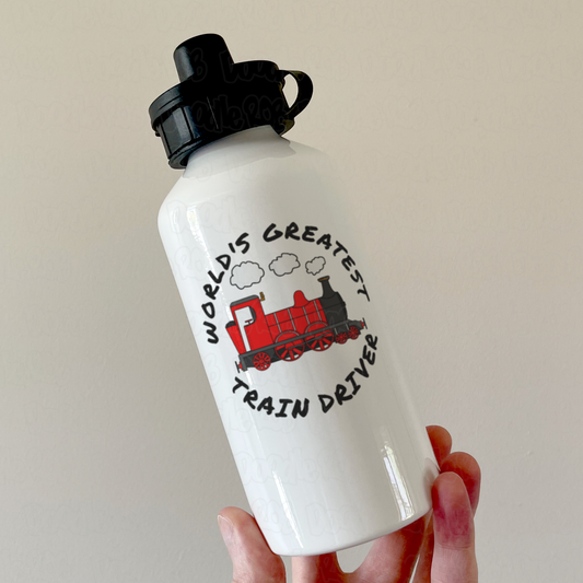 Steam Train Water Bottle (Red) - World's Greatest Train Driver - Model Railway Enthusiast Gift